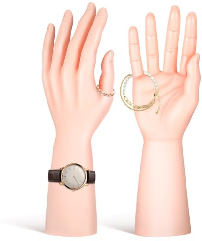 SOLUSTRE 2 piezas simulado modelo masculino apoyos mano maniquíes maniquíes manos manos maniquíes brazos falsos tienda joyería titular en forma de mano