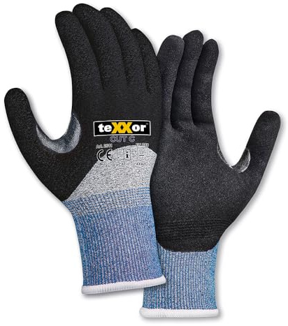 12 Stück teXXor teXXor® Schnittschutz-Strickhandschuhe 2611, CUT C 3/4 beschichtet, Packung, grau-schwarz, 10/XL, Schnittschutzhandschuhe, Arbeitshandschuhe, Küchenhandschuhe