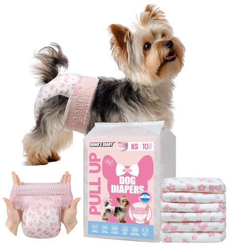 DONO Pannolini per Cani Femmina, 10 pezzi, Pannolino Cane Femmina, Mutandine per il calore, pannolini per gatti incontinenti, super assorbenti, incontinenza, XS (20-38 cm)
