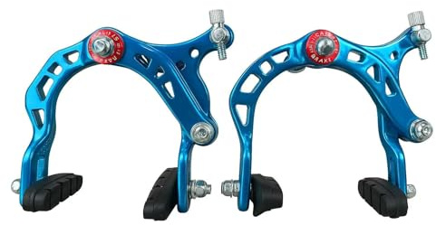 1 Pair C-Brake Brake Arm Set – Front & Rear Side Pull Rim Brakes with 50mm Pads, 110mm Arm – Electroplated Aluminum Alloy (Electroplated Blue)