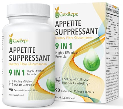 9-in-1 Vegan Appetite Suppressant for Women – High Strength Glucomannan 1600mg, Green Tea (50% EGCG), Cayenne, Chromium & B Vitamins – 90 Extended Release Tablets
