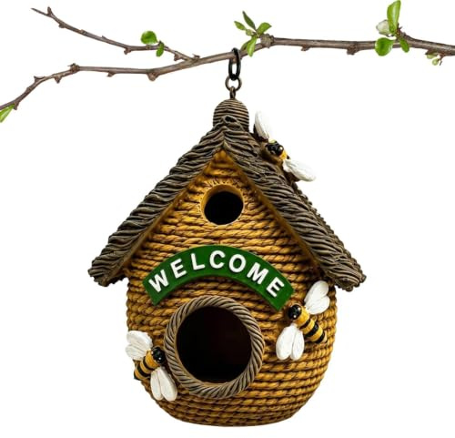 Casitas Y Refugio De Pájaros Exterior | Refugio Exterior Estilo Colmena De Abejas | Casa Para Pájaros Pinzones Al Aire Libre | para patio, jardín, árbol, balcón, porche, parque, patio trasero y jardín