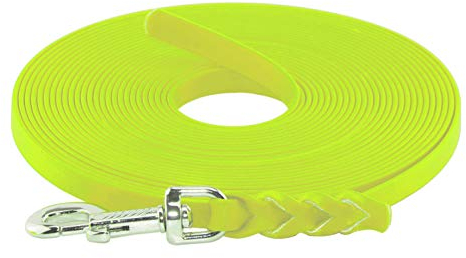 LENNIE BioThane Schleppleine, 13mm, Hunde 15-25kg, 10m lang, ohne Handschlaufe, Neon-Gelb, geflochten