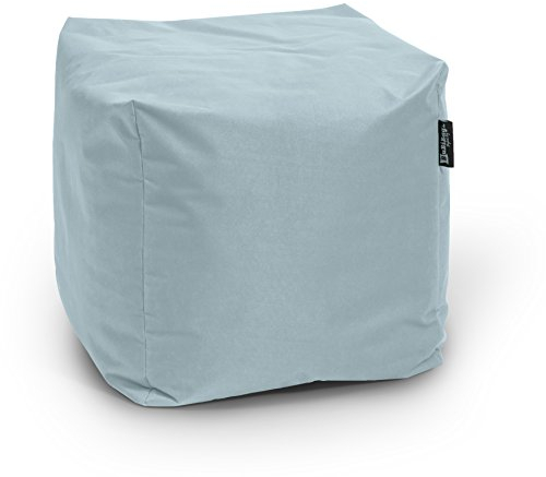 BuBiBag Sitzpouf für Outdoor Sitzsack, Fußhocker ideal für Gaming Sitzsäcke, Wetterfest, Outdoor Pouf (45x45x45cm, Grau)