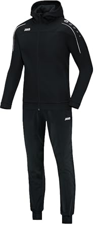 JAKO Trainingsanzug Kinder Polyester Classico mit Kapuze Schwarz Gr. 140 - Jogginganzug 2-teilig für Sport und Alltag, Jogginghose & Trainingsjacke