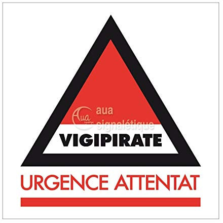 AUA SIGNALETIQUE - Panneau Vigipirate Urgence Attentat - 200x200 mm, Vinyl adhésif