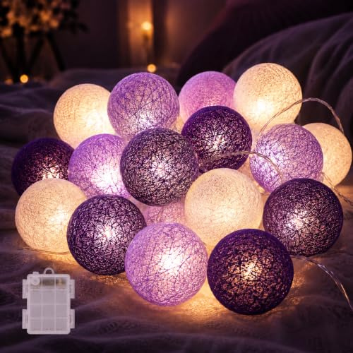 LED-ljuskedja bomullskulor, batteridriven, 3,3 m, 20 st bomullsboll, ljusslingor, nattlampa för jul, bröllop, fest, rum, sovsal, inomhusdekoration