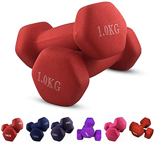 JIM Fitness Coppia di manubri 2x1 Kg esagonali in gomma soft Touch