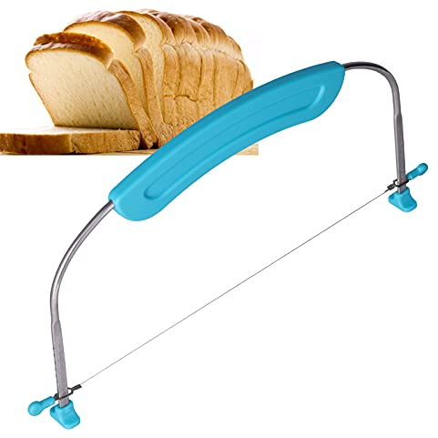 Livellatrice per torta regolabile per livellare e torturare, 13,58 x 6,3 pollici 304 Livellatrice per torta in acciaio inossidabile Taglierina per torta in filo regolabile con manico e scala (Blu)