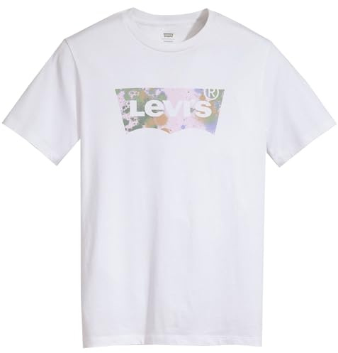 Levi's Graphic Crewneck Tee T-shirt, Batwing Paint Splatter White+, S Uomo