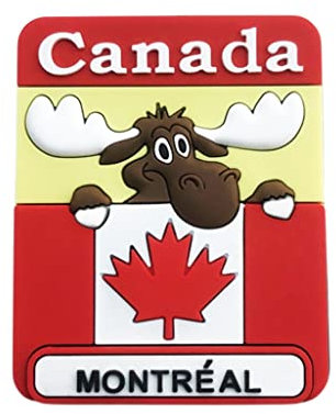 Aimant de réfrigérateur 3D en PVC fait à la main avec drapeau du Canada de Montréal pour décoration de maison et de cuisine