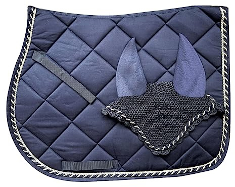 Horses Sottosella + Cuffia Regent Blu Pony, Stile e Comfort per Il Tuo Cavallo da Tosoni Selleria