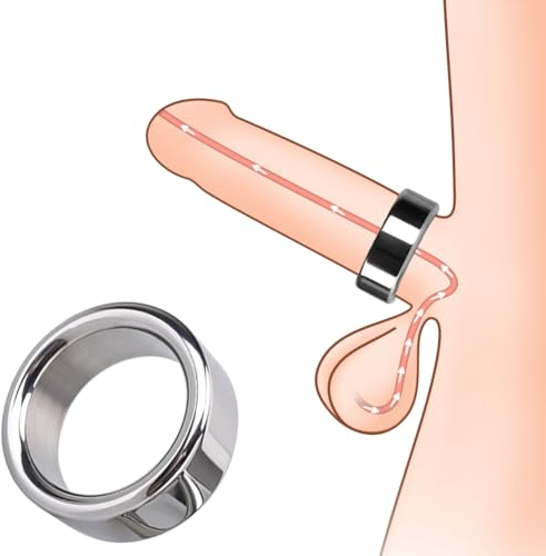 SXOVO Anello per il pene Anello per il pene in metallo in acciaio inox 2,6 cm Anello per l'erezione Anello per il glande Sesso estremo BDSM Giocattoli del sesso per uomini coppie