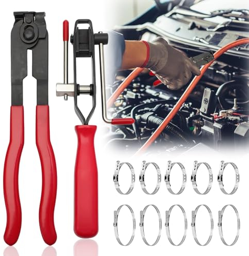 WANDGU Pinces à outils pour manchons d'essieu : ensemble de 12 colliers de serrage, 2 pinces de serrage pour manchons d'essieu avec 10 colliers de serrage d'essieu, pince à collier d'oreille, bandes