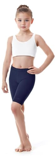 INSAFIANS Girls Nylon Shorts Cycling School Sports Dancing PE Stretchy Shorts Swimming Running Exercising (UK, Age, 7 Years, 8 Years, Regular, Navy)