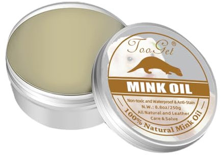 TooGet 8.8 OZ Mink Oil for Leather Boots, Leather Cleaner and Conditione with Small Rag for Leathers Care Soften Kit, Restorer, Purse & Belt, Boot Shoe Purses Couch