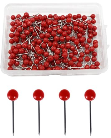 Yphzmtz Lot de épingles polyvalentes avec tête, Carte, Mini punaises, Rondes, pour Tableau d'affichage, Plaque de liège, Carte, Photos, travaux manuels, 0,4 x 1,5 cm (Rouge-300 pièces)