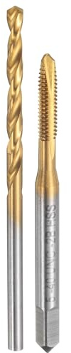 sourcing map Set di punte per trapano e rubinetto, 1 pezzo 5-40 UNC a spirale con filettatura filettata e 1 punta elicoidale da 2,6 mm, kit di utensili per filettare e filettare con rivestimento in