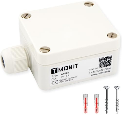 Tmonit - PT1000 Aussentemperaturfühler | Gehäuse UV-beständig | Made in Germany | Temperatursensor Fühler Heizung | Aussenfühler