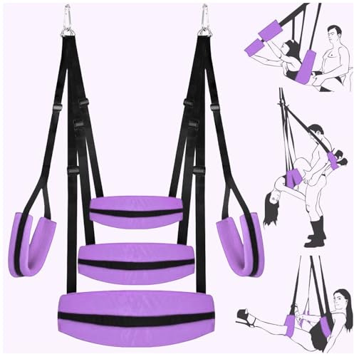 Ahsuxuhe Sex Swing BDSM Sex Toys for Couples - Enhanced Ceiling & Door Sex Swings with Widened Neck Lumbar Hip Pads, Bondage Restraints Adult Toys with Adjustable Sex Straps, Holds up to 300 lbs