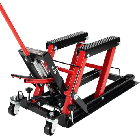 WDRENTOOL Cric hydraulique pour moto, pont élévateur de moto, 680 kg, avec roues, vérin hydraulique pour motos de route, motos de plage