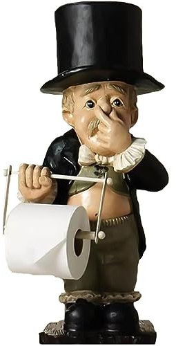 Toilet Paper Holder Statue, Funny Wall Mount Dispenser for Home Bathroom & Kitchen, Cute Butler Design for Tissue Storage