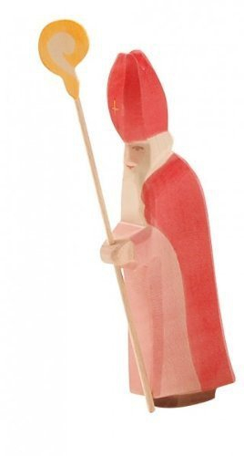 Ostheimer 38001 Sankt Nikolaus mit Stab aus Holz Höhe 20cm handbemalt in Deutschland gefertigt
