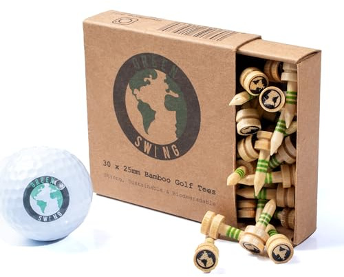 Green Swing Lot de 30 Tees de Golf en Bambou 25 mm | Solides, durables et biodégradables | Green Castle Tees