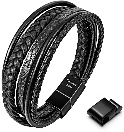 Speroto Armband för män, högkvalitativt läderarmband för män i svart och brunt, magnetlås av rostfritt stål, bra presentidé till män