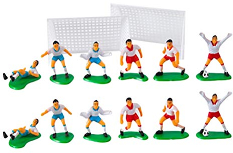 BESTonZON 16 Stücke Tortendeko Fussball Figuren Fu?Ball Kuchen Dekoration Miniatur Fussballspieler Jungen Tortenaufleger Geburtstagstorte für Schule Geburtstag Party Kuchendeko