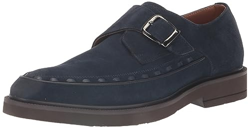 Steve Madden Men's Shayne Monk-Strap Loafer, Navy Suede, 8 UK