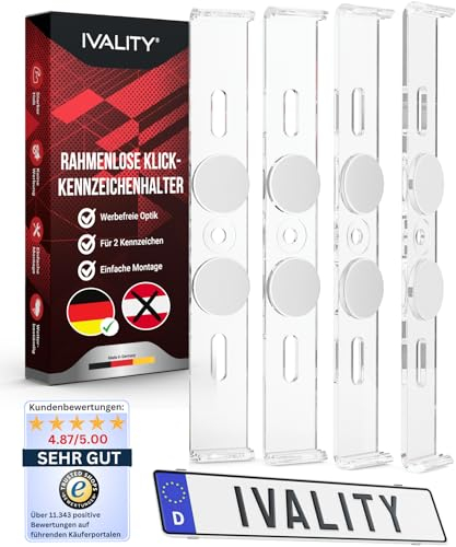 IVALITY® Soporte para matrícula sin marco, soporte para 2 matrículas alemanas, soporte universal para matrícula, soporte para matrícula de coche, 100% legal y fabricado en Alemania