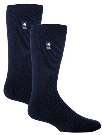 HEAT HOLDERS 2 Pack Mens Thermal Socks Winter Warm Original Socks | Thick Fleece Insulated Socks (6-11, Navy)