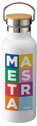 Botella Termica Tapon de Madera Regalo Día del Profesor/a Maestro/a Regalo Profesor/a (CUBOS)