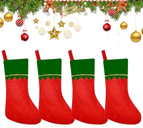 Weihnachtsstrumpf Kamin,Weihnachtssocken Kamin,Nikolausstrumpf Groß,Christmas Stocking,Weihnachtssocken,Weihnachtsstrümpfe zum Befüllen,Nikolaus Strumpf,Kaminsocken Weihnachten,Kaminsocken,4 Stück