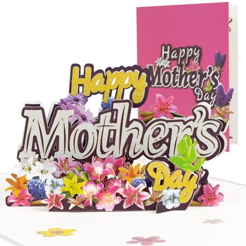 CNLITIHEKA Mothers Day Pop Up Cards - Lily Theme, Happy Mothers Day Card, 3D Greeting Cards for Mom, Includes Envelope.