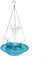 Solar-Vogeltränke mit Brunnen, Solarbrunnen Vogeltränken, hängende Vogeltränke mit Kette für Gartenvögel (blau)