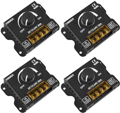 4 dimmer LED DC 12 V 24 V per strisce LED, 30 A 12 V, dimmer PWM LED, pulsante dimmer per regolare la luminosità, regolatore di luminosità per striscia luminosa