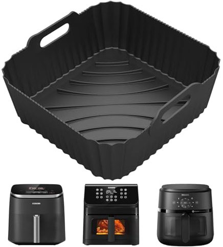 ENSINE Air Fryer Accessories for Ninja AF400UK/AF451UK/AF500UK/SL400UK,2 x Silicone Waffle Mould Compatible with COSORI 8.5L, Russell Hobbs 9l –Heat-Resistant, Reusable, Crispy Waffle Baking Tray