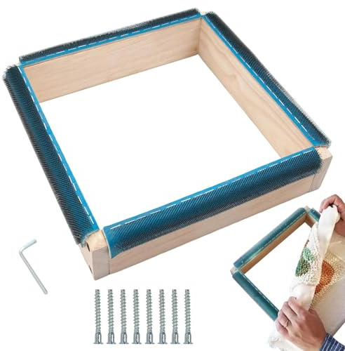 Générique Cadre De Broderie Carré En Bois Avec Bandes De Préhension Et Aiguilles En Acier Pour Punch Needle, Couture, Peinture Sur Tissu, Quilting, Point De Croix