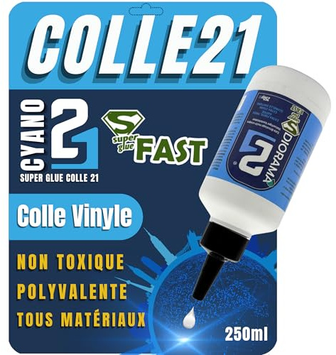 Colle Blanche Vinylique Fast Super Glue Colle21 – 250 ml Colle professionnel pour vos décors, projets DIY dioramas et modélisme.