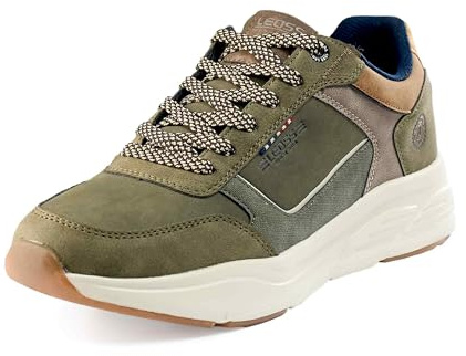LEOSS ORIGINAL Scarpe da Corsa con Lacci Invernali Sportive Scarpe da Ginnastica con Lacci Casual Sneaker per Uomo Outdoor (Verde, 43 EU, MLE255340-15)