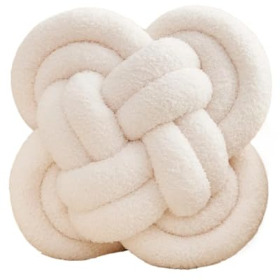 QWWQYDY Cojin Nudos Almohada de Felpa Anudada Color Blanco Marfil, cojín Cuadrado Hecho a Mano, decoración del sofá hogar, Almohadas for Sala Estar