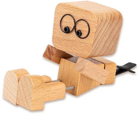 DIPZO Figurine en Bois avec Jambes vacillantes, décoration Artisanale oscillante pour Tableau de Bord Voiture & décoration Amusante pour Maison et Bureau (Bois Naturel)
