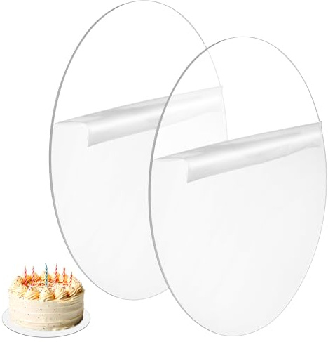 Elegaperma 2 Stück Ganaching Board, Acryl Cake Board, Transparente Tortenunterlage zum Dekorieren von Kuchen, Professionelle Kuchenplatte Rund für Transport Kuchen und Torten (20cm/8zoll)