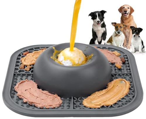 Slickbunke för Hund Halkfri Silikon Berikningsleksak Slow Feeder | slickmatta och skål för Små MedelRaser och , Flytande Blötmat, Husdjursgodis, Yoghurt, Köttpuré