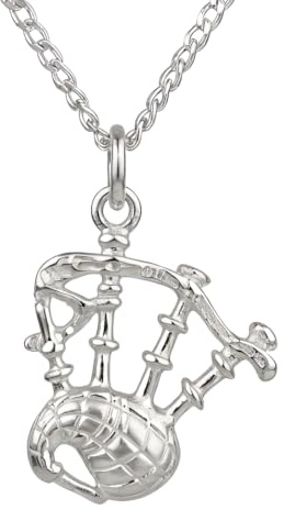 Pendentif Cornemuse en argent sterling – Collier Ecossais avec chaîne de 45,7 cm