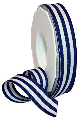 Morex Ribbon Striped Polyester Grosgrain Ribbon, Party Decorations, Gift Wrapping, Fun Patterns, 7/8 by 20 yd., Royal Blue