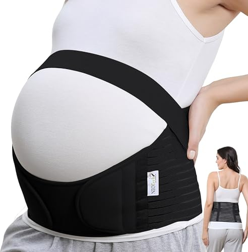 Neotech Care Pregnancy Belly Band, Maternity Belt Support for Back, Abdomen & Pelvis | Pregnancy Must Have for Pregnant Women (Size S, Black Color)
