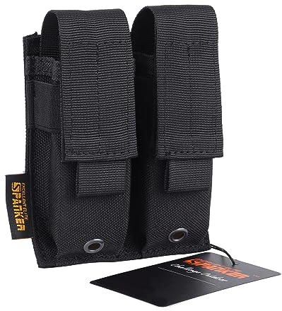 EXCELLENT ELITE SPANKER Molle Einzel/Doppel Pistole Mag Pouch Tactical Magazine Pouch Tool Organizer Holder (Double-Schwarz)